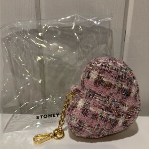 Stoney Clover Lane Libby’s Birthday Puffy Heart Bag Charm - Pink Tweed